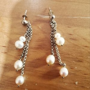 Silver and pearl earrings